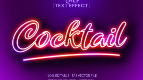 Coctail text, neon style editable text effect