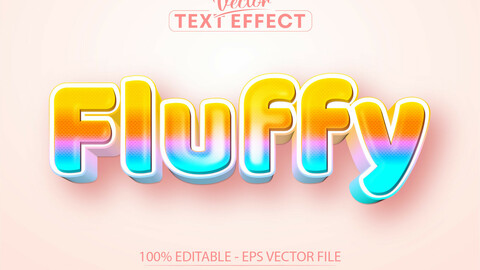 Fluffy text, cartoon style editable text effect