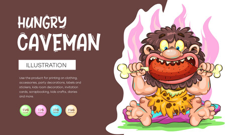 Cartoon Hungry Caveman