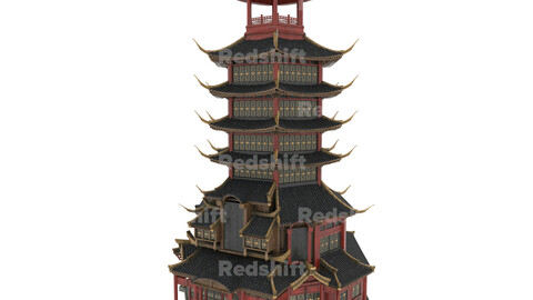 Chinese style ancient architecture tower  J