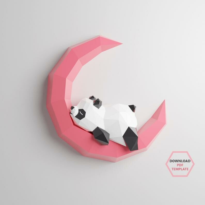 ArtStation - Papercraft Template 3D Panda on Moon | Artworks