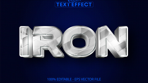 Iron text, shiny metallic silver style editable text effect