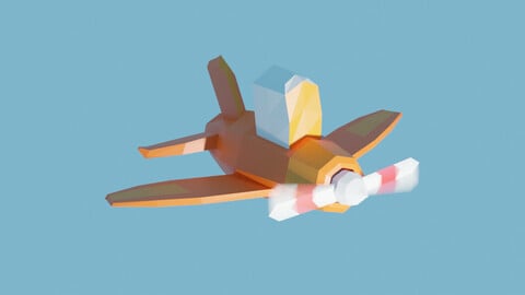 low poly cartoon plane