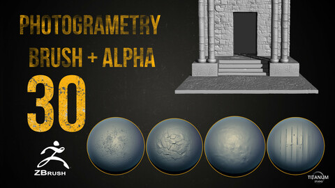 30 Zbrush Stone,Concrete and rock  4K Brush + Alpha + jpeg Preview