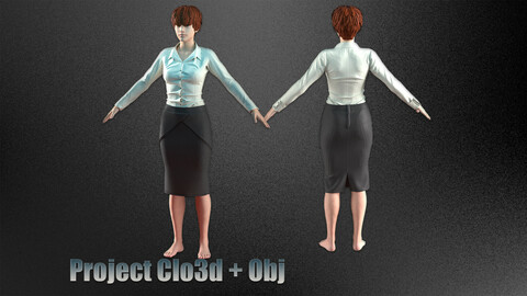 Fitted shirt with a strict skirt