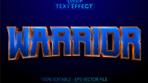 Warrior text, luxury gold editable text effect on dark blue textured background