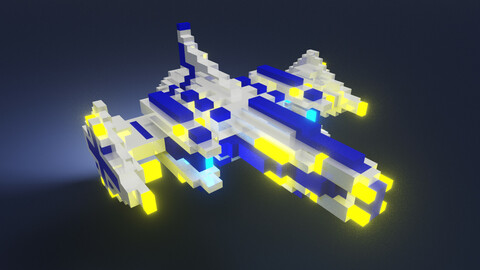3d voxel spase ship fighter