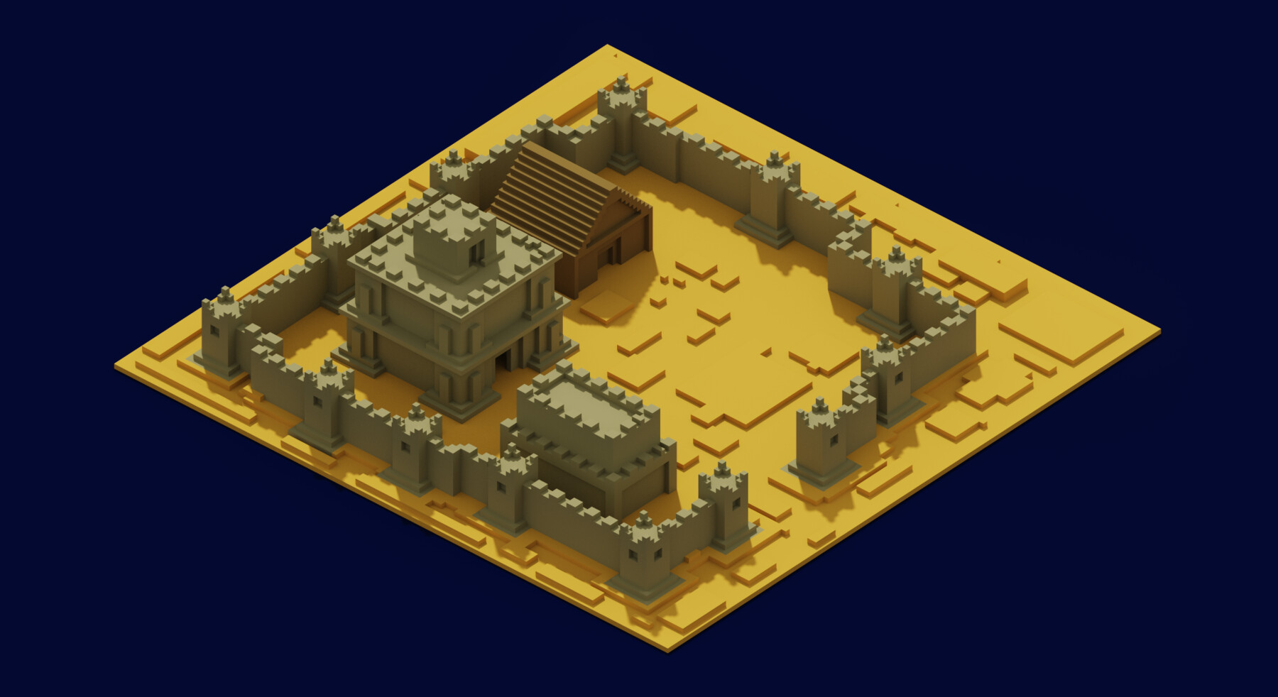 Artstation - 3d Voxel Iso Castel In Sand 