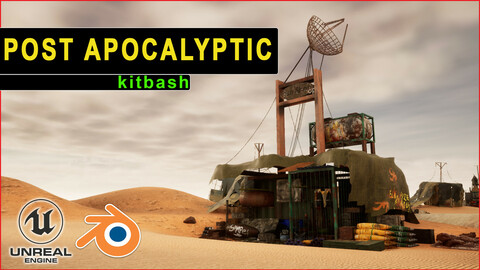 Post Apocalyptic Kitbash - (UNREAL, FBX, BLEND) Houses, Containers, Ammo Cases, Grenades, Mines, extras. 8K, 4K,1K textures