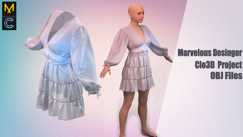 Historical dress (MD/Clo3D Project+Obj Files)