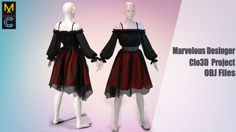 Gothic outfit (MD/Clo3D Project+ obj)