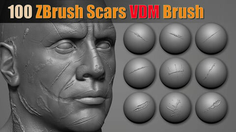 100 Zbrush Scars VDM Brush