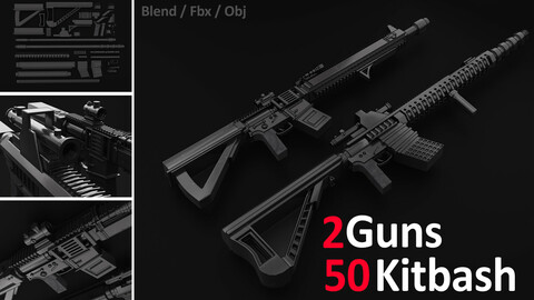 2 Guns & 50 kitbash details