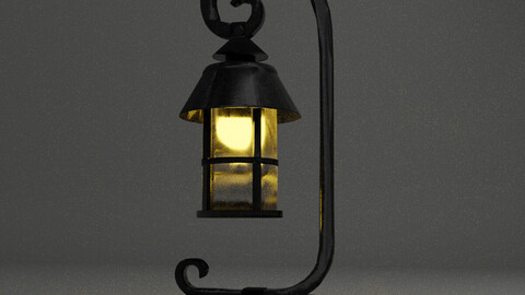 Vintage Single light Black Metal Lamp Low-poly 3D model