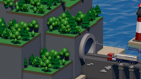 Low-Poly animated scene for Cinema 4D