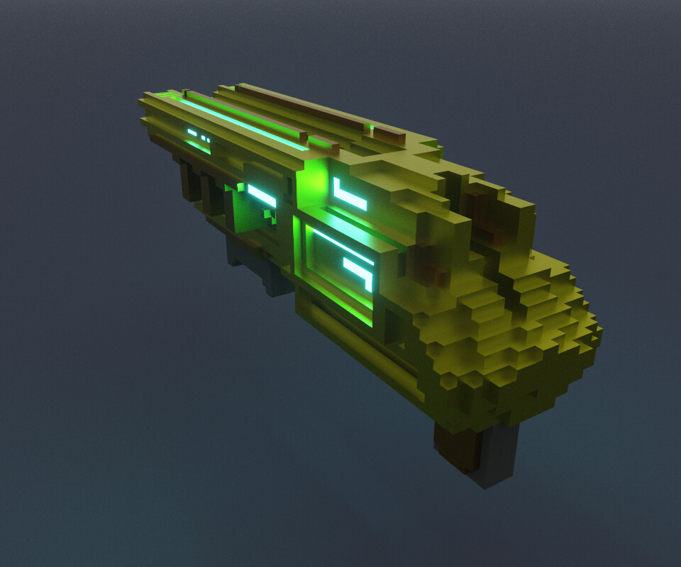 ArtStation - 3d voxel gun plasma | Game Assets