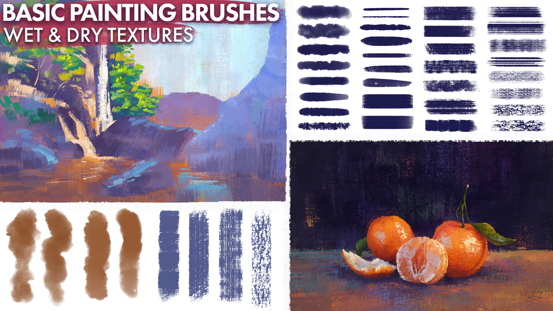 Hand-painted Gouache Brushes for Photoshop and Procreate
