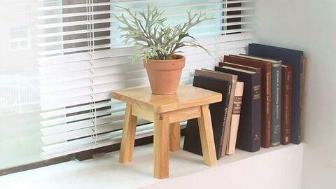 Wooden square mini stool