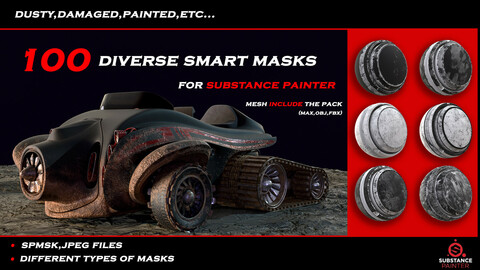 100 diverse smart masks for substance painter