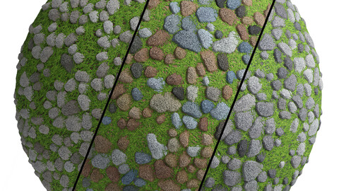 Grass Stone Materials1- By 3 color, Pbr By Sbsar, 4k