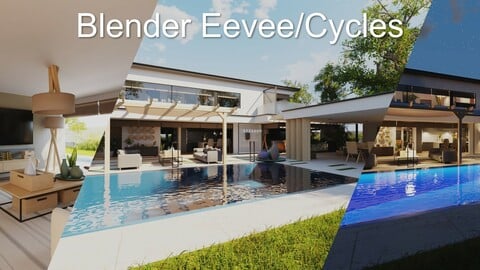 Modern villa 2021 Blender Eevee and Cycles 1