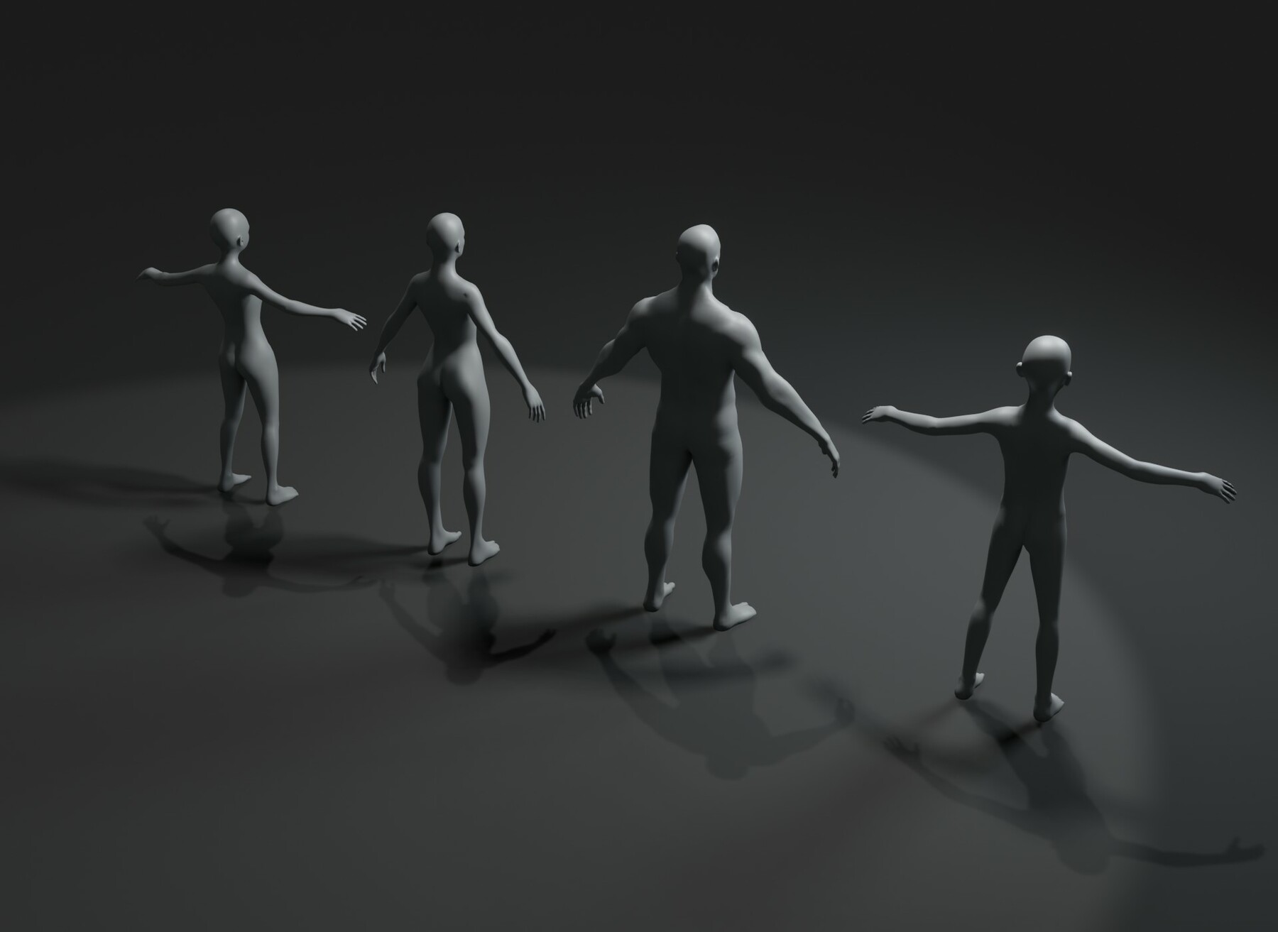 ArtStation - Human Body Base Mesh 3D Model Family Pack