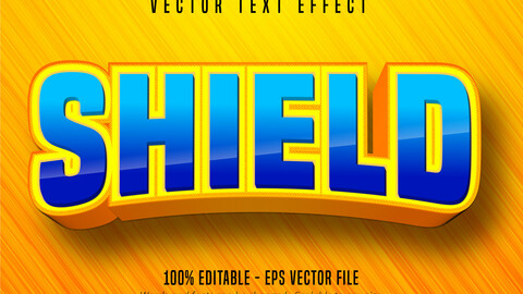 Shield text, cartoon style editable text effect