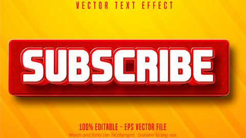 Subscribe text, social media button style editable text effect