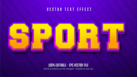 Sport text, cartoon style editable text effect