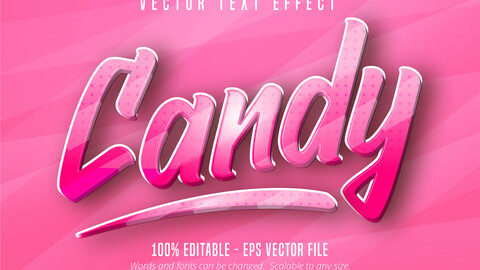 Candy text, cartoon pink color style editable text effect