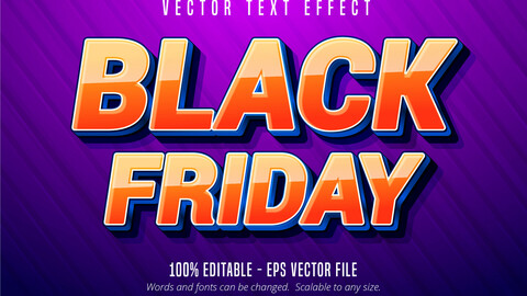 Black Friday text, cartoon style editable text effect