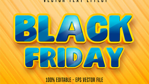 Black Friday text, cartoon style editable text effect