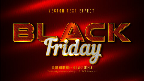 Black Friday text, gold color style editable text effect