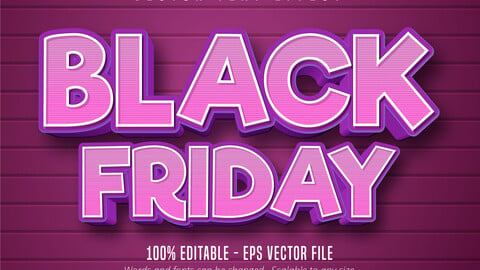 Black Friday text, cartoon style editable text effect