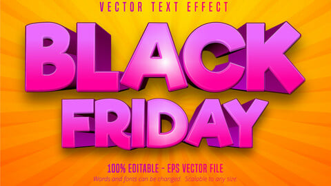 Black Friday text, cartoon style editable text effect