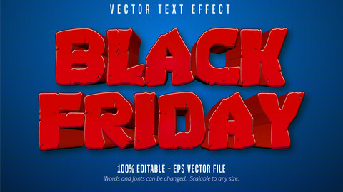 Black Friday text, cartoon style editable text effect