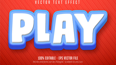 Play text, cartoon style editable text effect