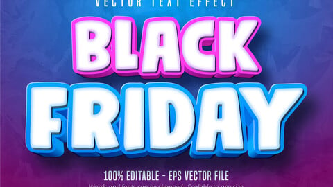 Black Friday text, cartoon style editable text effect