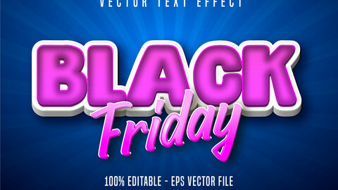 Black Friday text, cartoon style editable text effect