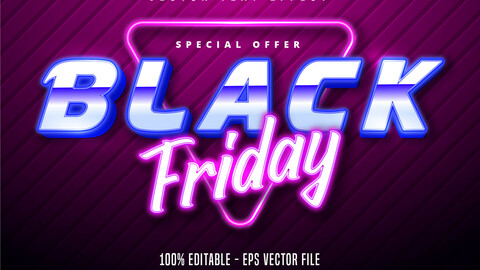 Black Friday text, neon style editable text effect