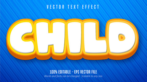 Child text, cartoon style editable text effect