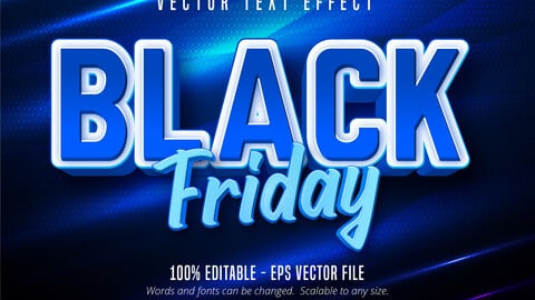 Black Friday text, cartoon style editable text effect