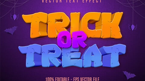 Trick or Treat text, halloween cartoon style editable text effect