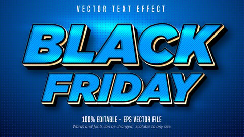 Black Friday text, cartoon style editable text effect