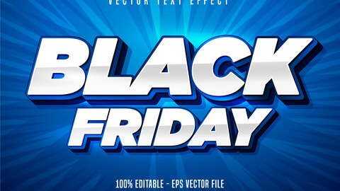 Black Friday text, cartoon style editable text effect