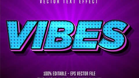 Vibes text, cartoon style editable text effect