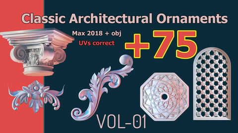 +75 Classic Architectural Ornaments 3d model object kitbash - (VOL-01)