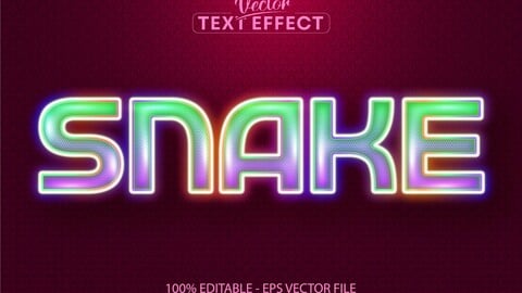 Snake text, neon style editable text effect