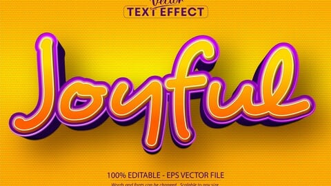 Joyful text, cartoon style editable text effect