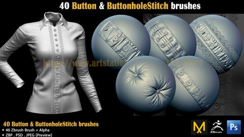 40 Button & ButtonholeStitch brushes